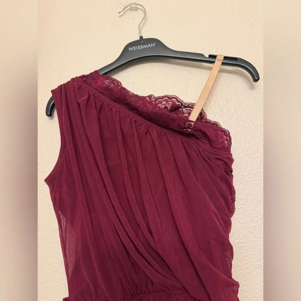 WEISSMAN Dance slip dress lace burgundy red How Will I Know lyrical 12434 SA adl